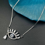 Copper With American Diamonds Crystals White Silver Blue Silver Evil Eye Pendant For Women Girls