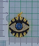 Medal Evil Eye Black Gold Blue American Diamond Crystal Pendant For Women