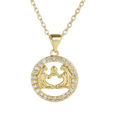 Copper Cubic Zirconia Gold Star Sign Sagitarius Necklace Pendant Chain For Women Girls