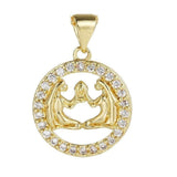 Copper Circle Star Sing Zodiac Cubic Zirconia Pendant Charm For Women Gold