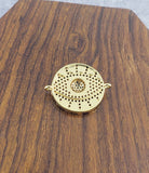 Round Evil Eye Gold Black Zircon Copper Charm For Women