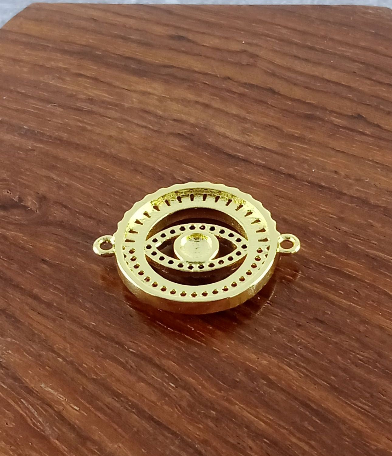 Round Evil Eye Gold Zircon Copper Charm For Women