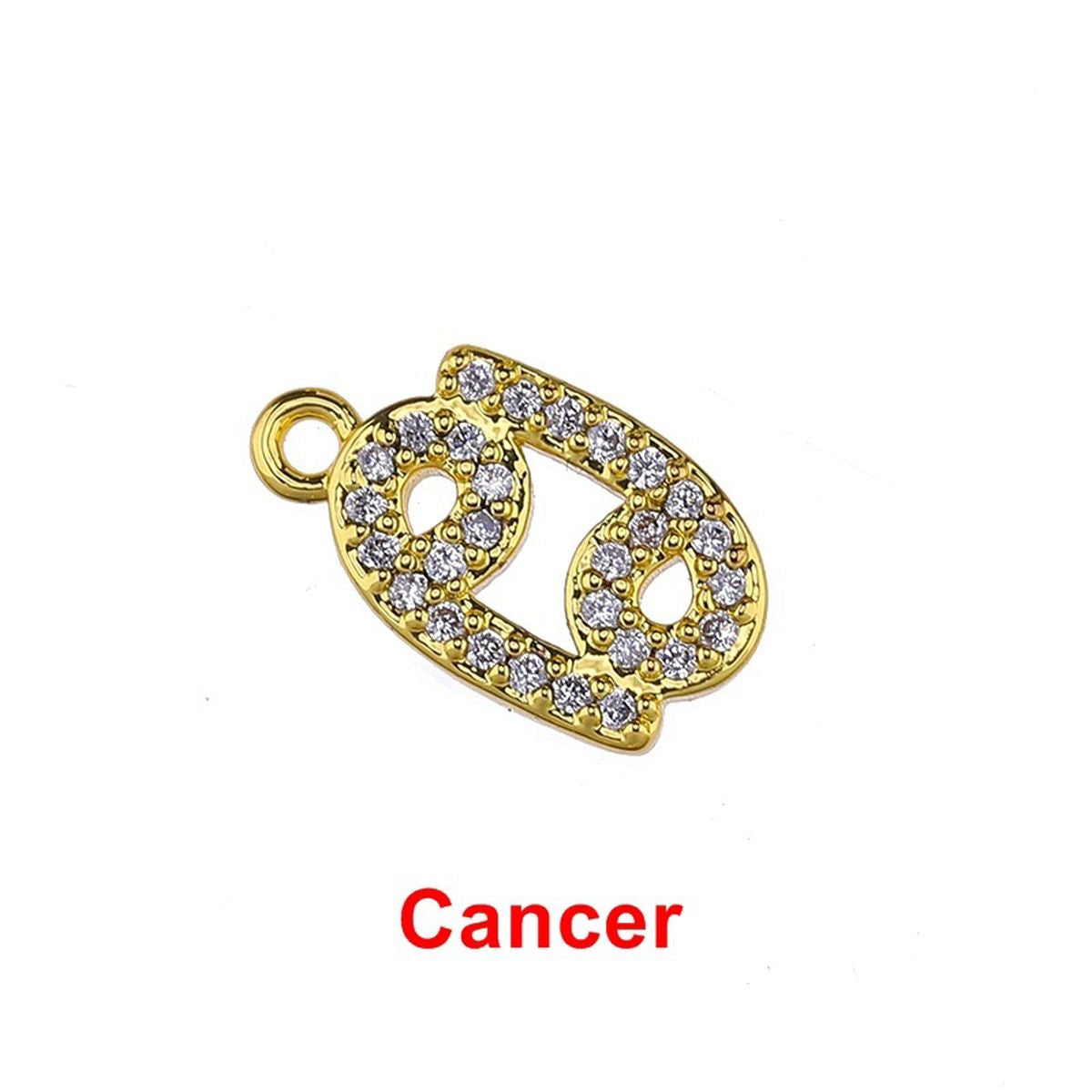 Tiny Zodiac Aries Gold Cubic Zirconia Copper Charm For Women