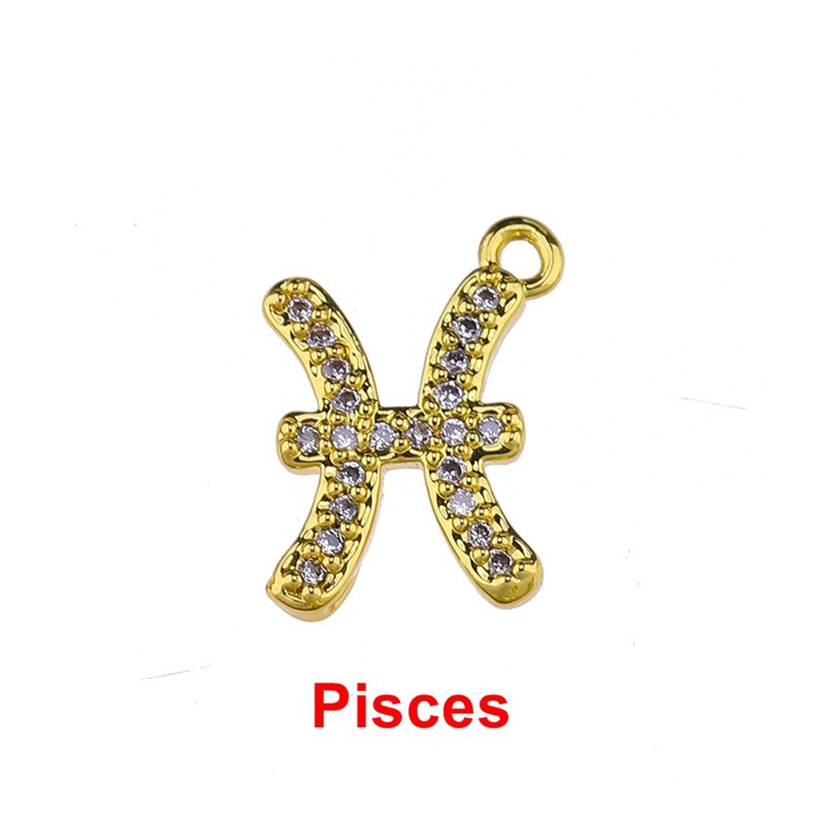 Tiny Zodiac Aries Gold Cubic Zirconia Copper Charm For Women