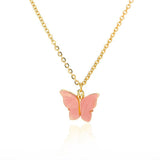 Copper Butterfly Gold Pink Peach Necklace Pendant Chain For Women