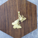 Dual Butterfly Gold Green Zircon Copper Charm For Women