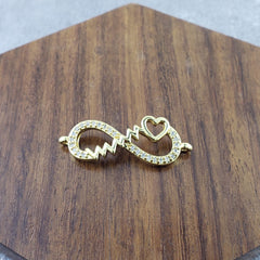 Heart Infinity Gold Zircon Copper Charm For Women