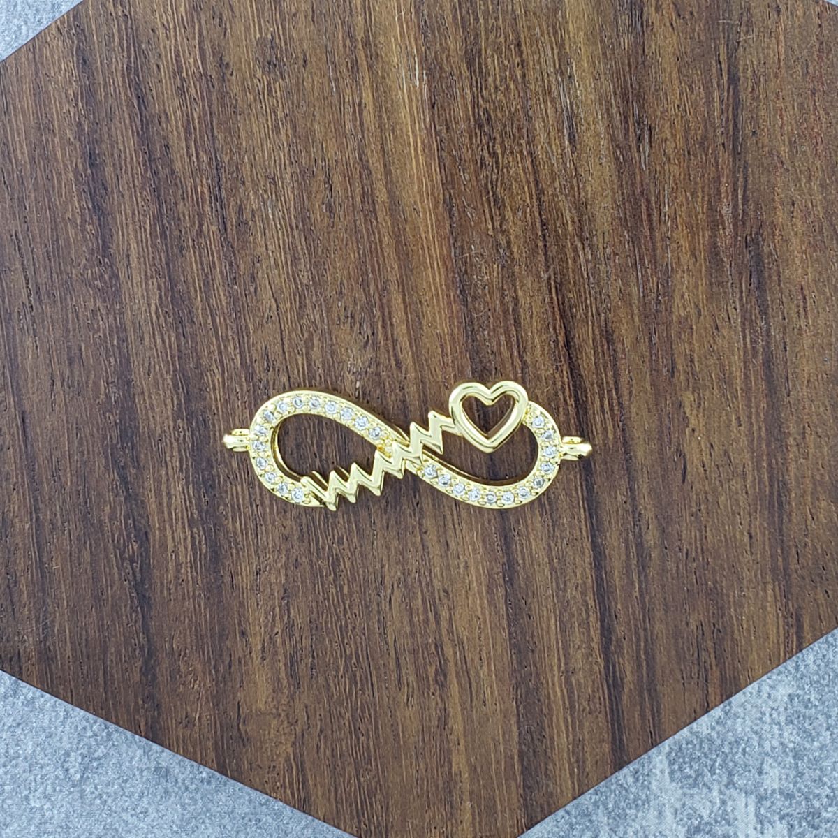 Heart Infinity Gold Zircon Copper Charm For Women