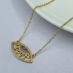 Copper Cubic Zirconia Crystal Gold Pink Blue Evil Eye Pendant For Women Girls