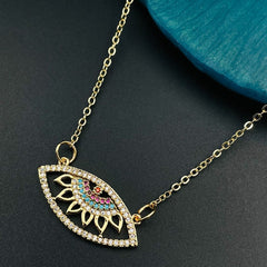 Copper Cubic Zirconia Crystal Gold Pink Blue Evil Eye Pendant For Women Girls