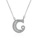 Silver White Cz Initial Alphabet Letter S Necklace Pendant Chain