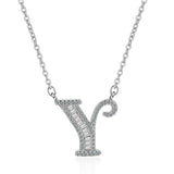 Silver White Cz Initial Alphabet Letter S Necklace Pendant Chain