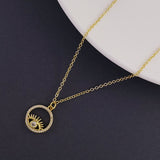 Evil Eye Eyelash Gold Brass Pendant Chain For Women