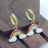 Rainbow Cloud American Diamond Hoop Earring Pair For Women