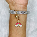 Rainbow Brass Gold Enamel Link Chain Watch Charm Chain For Women