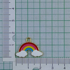 Rainbow Cloud Brass Gold Enamel Pendant Chain Necklace Women