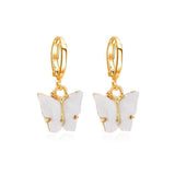 Copper Butterfly Gold White Hoop Stud Earring Pair For Women
