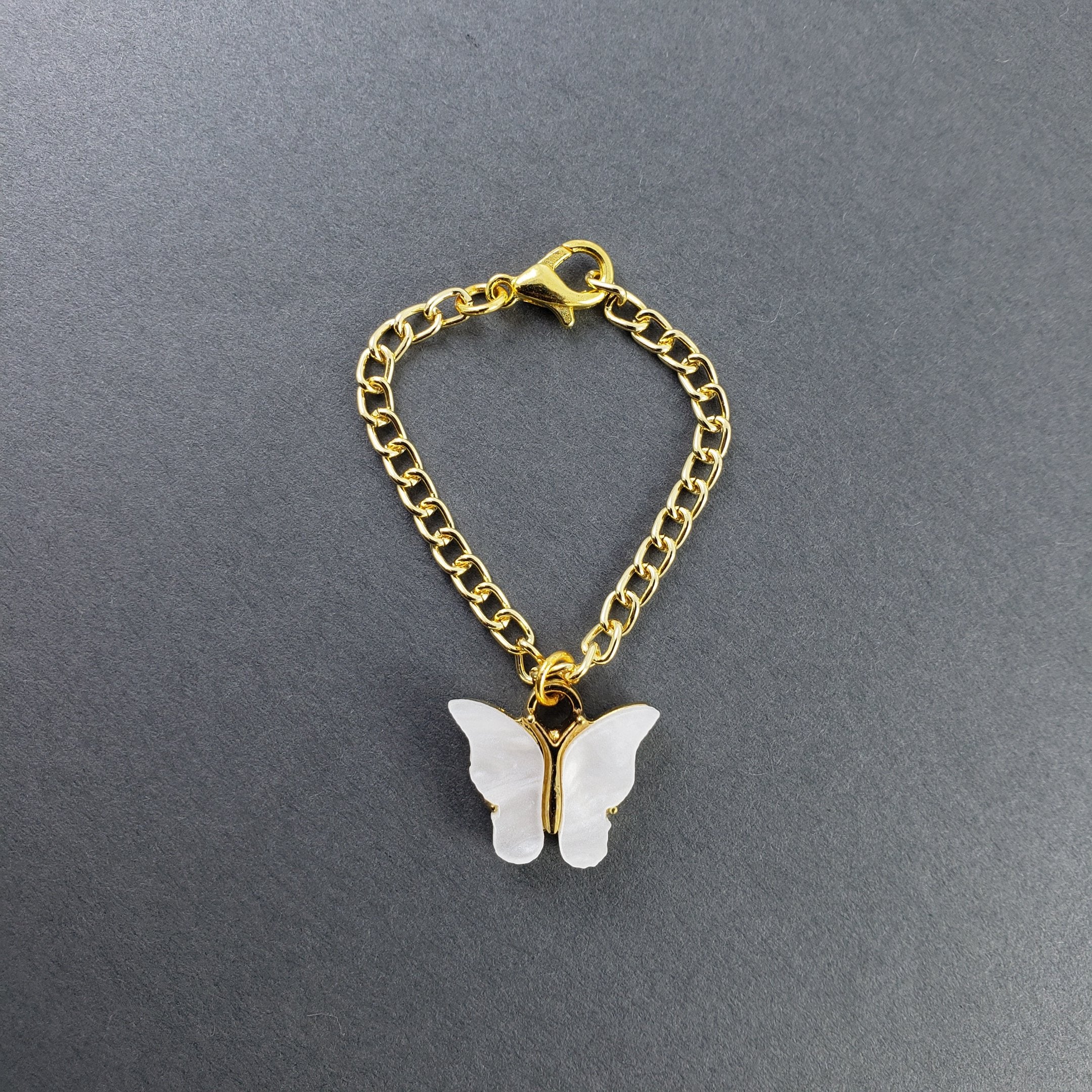 Butterfly Gold White Brass Watch Charm For Women