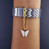 Butterfly Gold White Brass Watch Charm For Women
