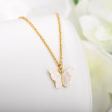 Butterfly White Gold Pendant Chain Necklace Women