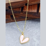 Heart Brass Light Pink Gold Pendant Chain Necklace For Women