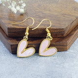 Heart Light Pink Gold Drop Earring Pair For Women