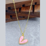 Heart Brass Light Pink Gold Pendant Chain Necklace For Women