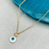 Brass Enamel White Gold Evil Eye Necklace Pendant Chain For Women Girls