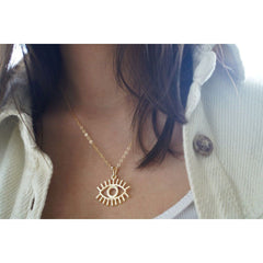 Evil Eye Gold Pendant Chain For Women