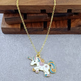 Horse Enamel Gold Pendant Chain For Women