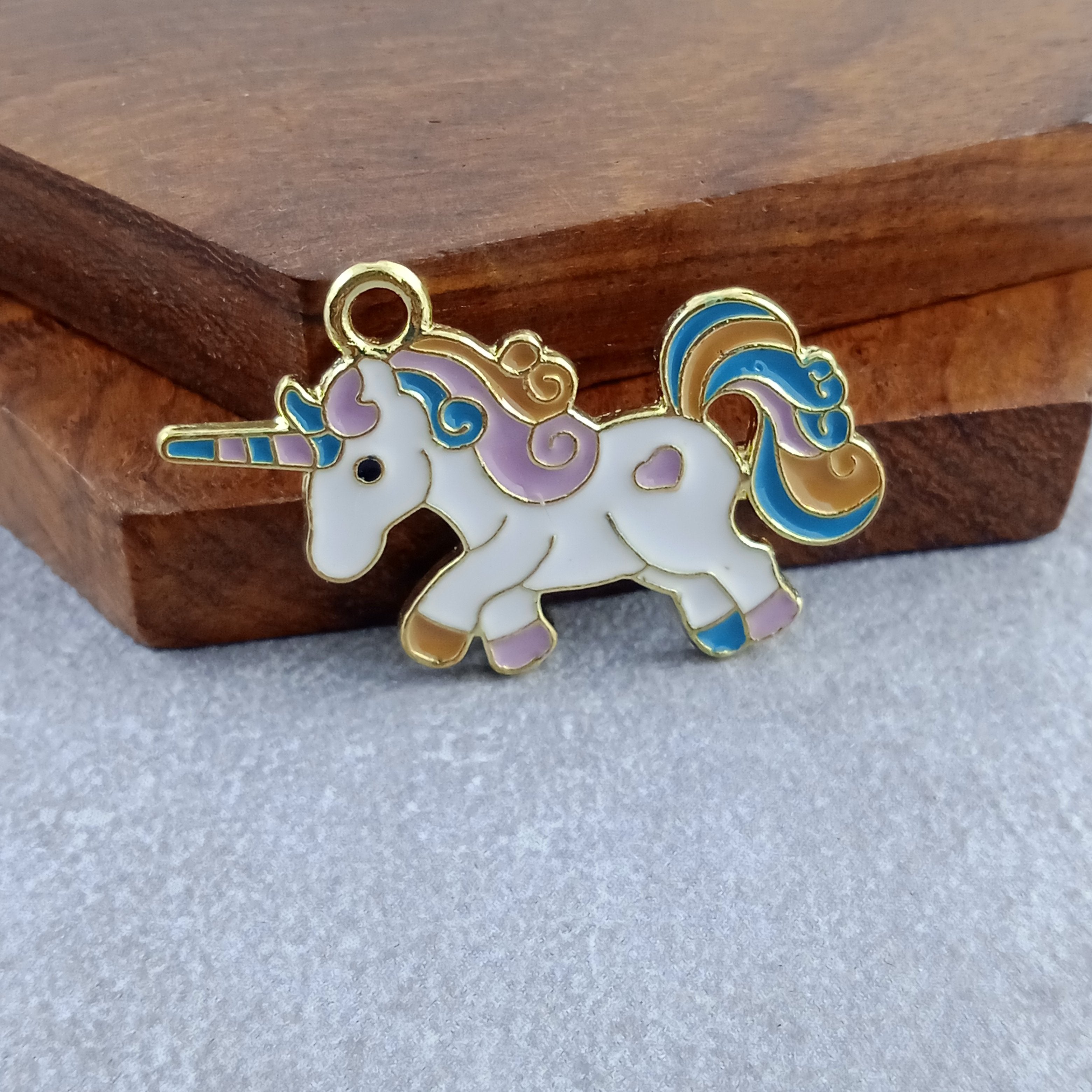 Horse Enamel Gold Pendant For Women