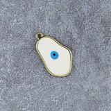 Amoeba Evil Eye Gold White Enamel Pendant For Women