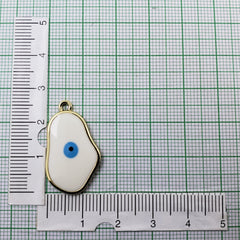 Amoeba Evil Eye Gold White Enamel Pendant For Women
