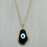 Brass With Enamel Black Gold Evil Eye Pendant For Women Girls