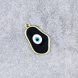 Amoeba Evil Eye Gold Black Enamel Pendant For Women