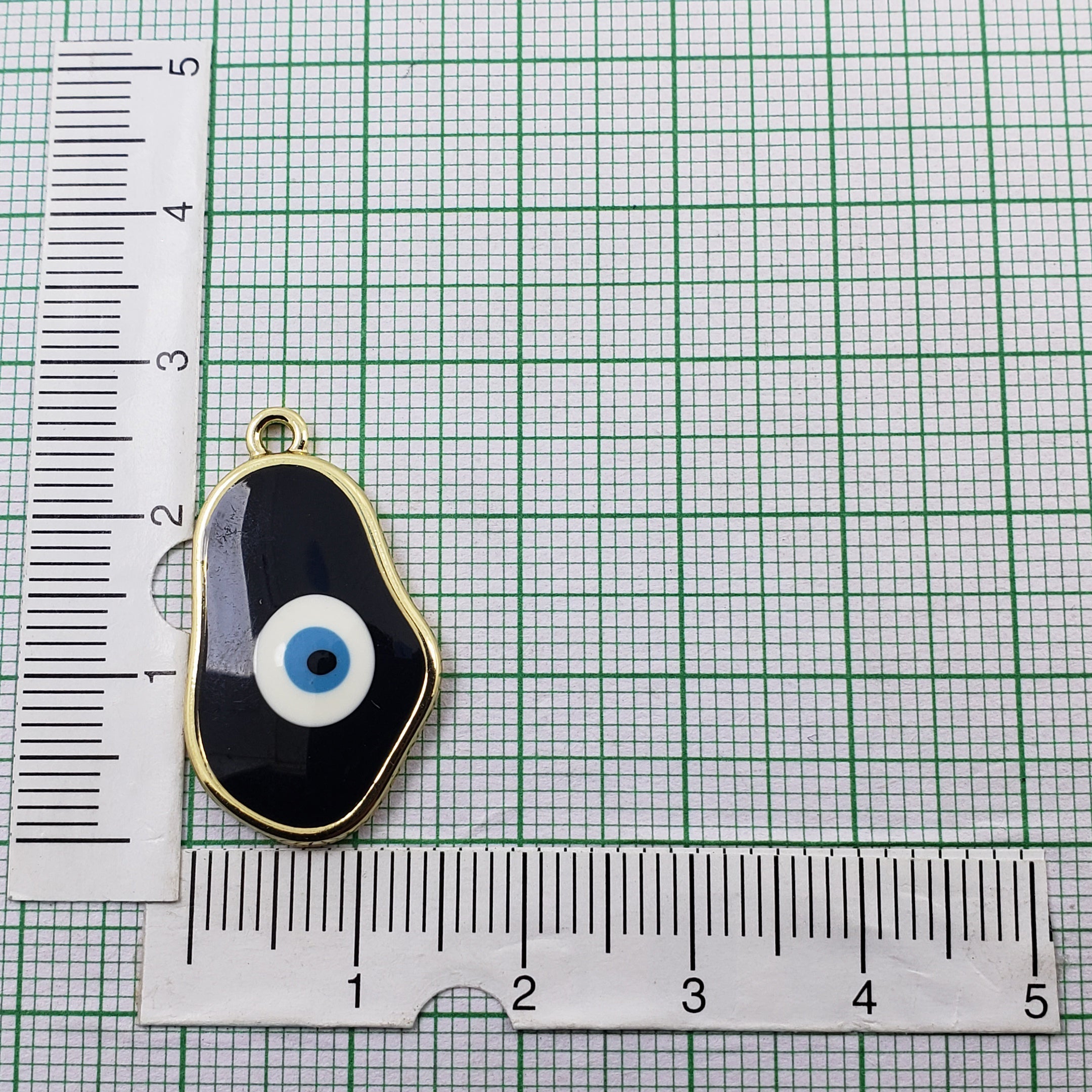 Amoeba Evil Eye Gold Black Enamel Pendant For Women