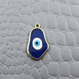 Amoeba Evil Eye Gold Blue Enamel Pendant For Women