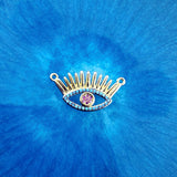 Eyelash Evil Eye Gold Blue American Diamond Pendant Centre Pcs For Women