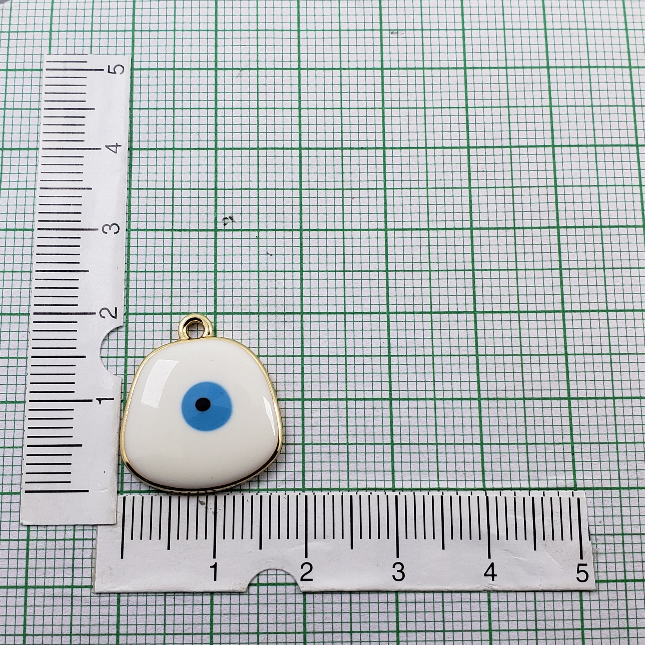 Amoeba Evil Eye White Round Enamel Pendant For Women