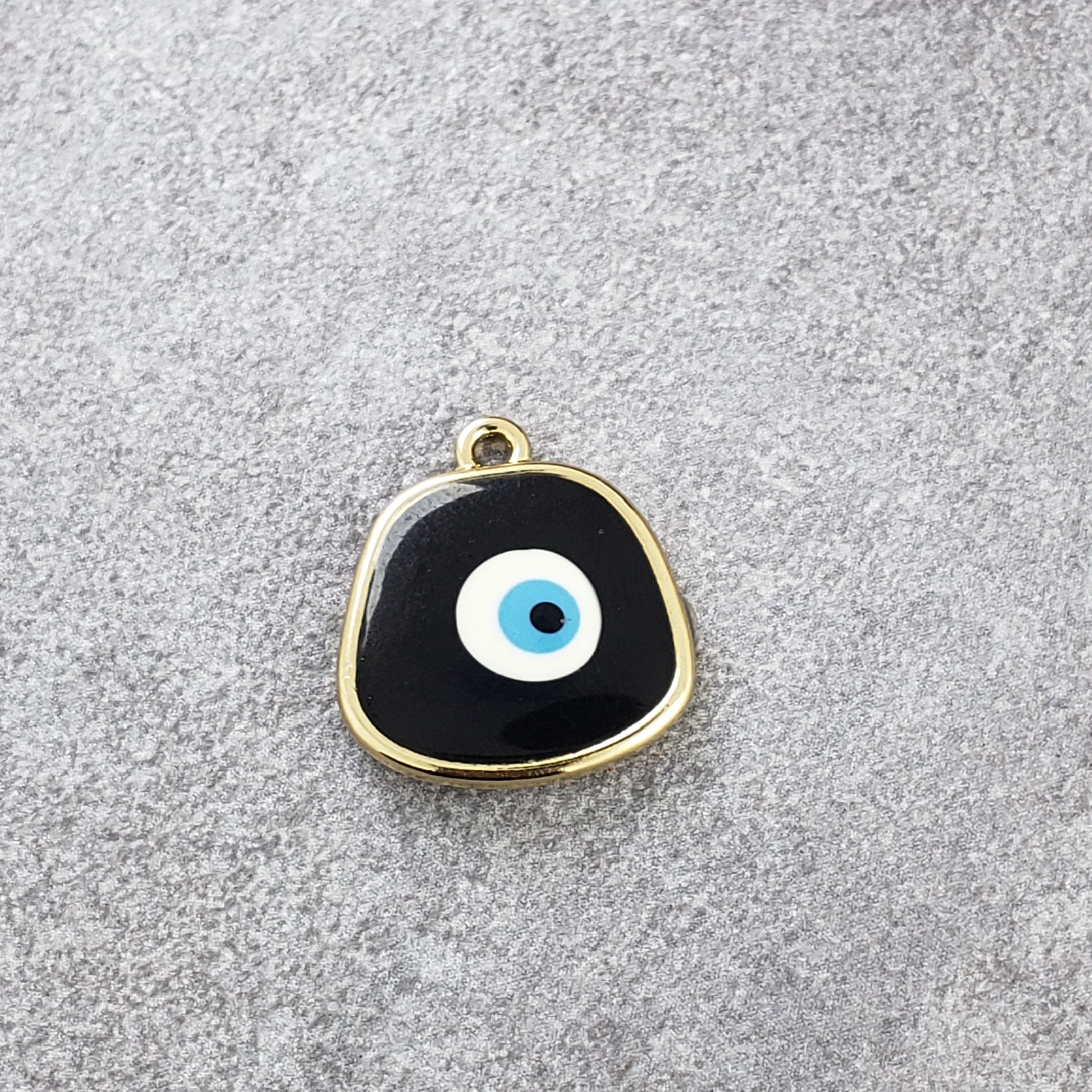 Amoeba Evil Eye Black Round Enamel Pendant For Women