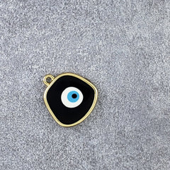 Amoeba Evil Eye Black Round Enamel Pendant For Women