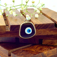 Amoeba Evil Eye Black Round Enamel Pendant For Women