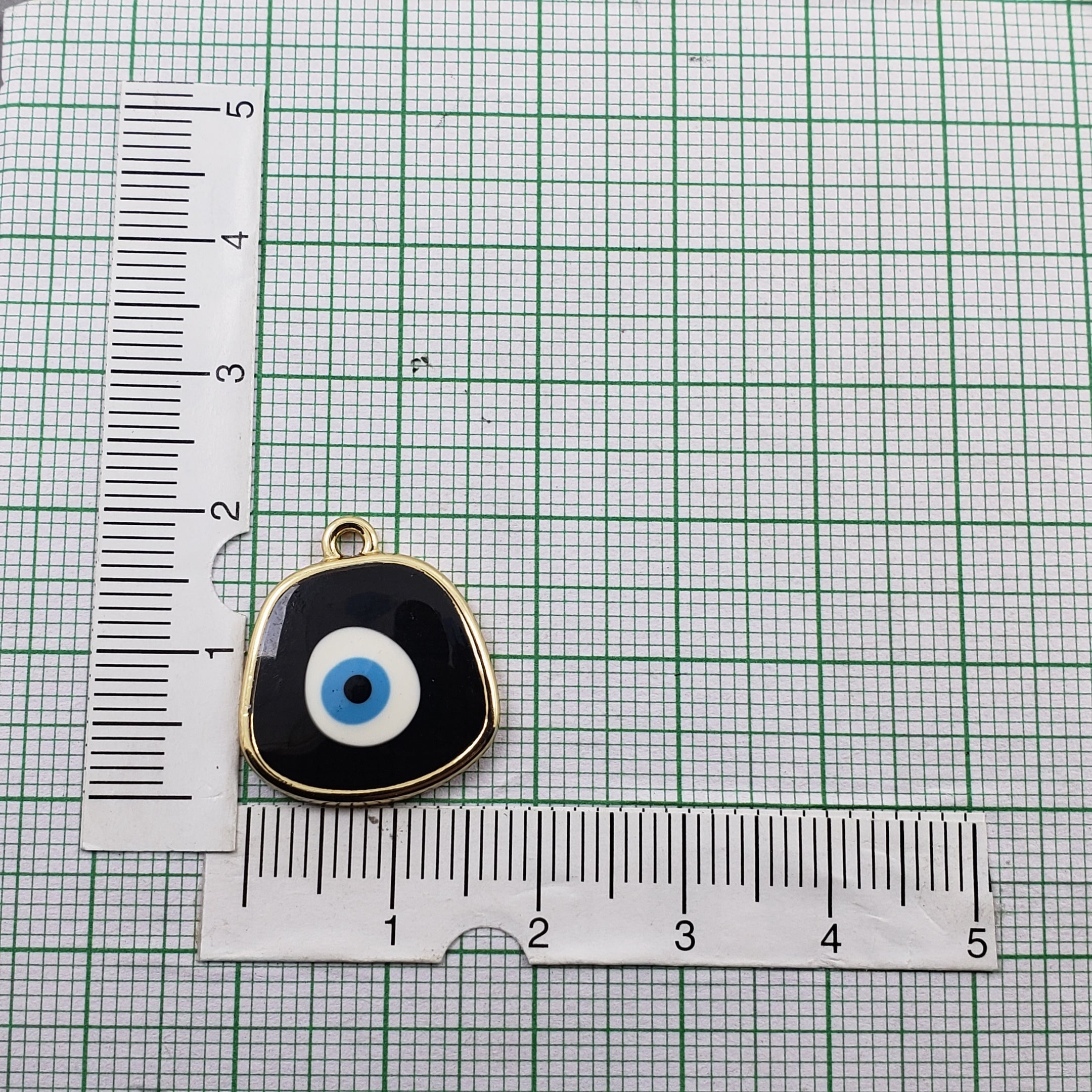 Amoeba Evil Eye Black Round Enamel Pendant For Women