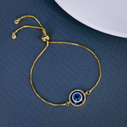 Evil Eye Cubic Zirconia Gold Blue Cuff Bracelet for Women