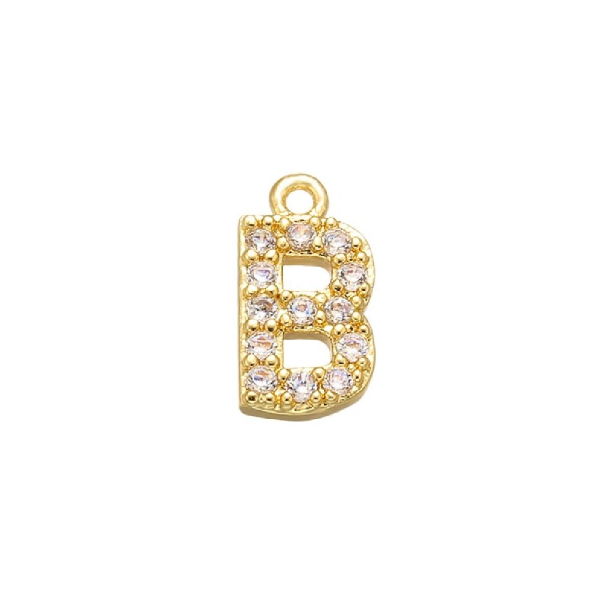 Small Initial Alphabets B Letter Ad American Diamond Gold Pendant For Women
