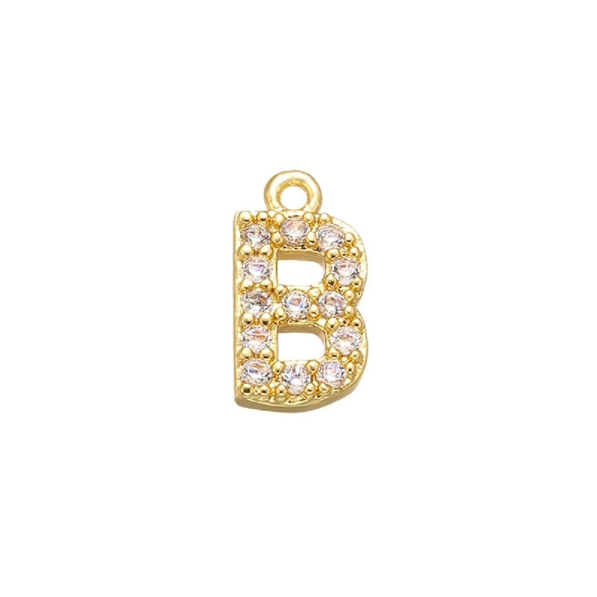Small Initial Alphabets B Letter Ad American Diamond Gold Pendant For Women