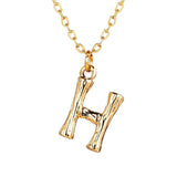 Copper Gold Initial Letter Alphabet A Bamboo Necklace Pendant Chain Women