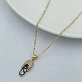 Evil Eye Flip Flops Footwear Gold Blue Copper American Diamond Necklace Pendant Chain For Women
