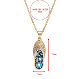 Evil Eye Flip Flops Footwear Gold Blue Copper American Diamond Necklace Pendant Chain For Women