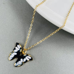 Brass With Black White Gold Butterfly Pendant For Women Girls